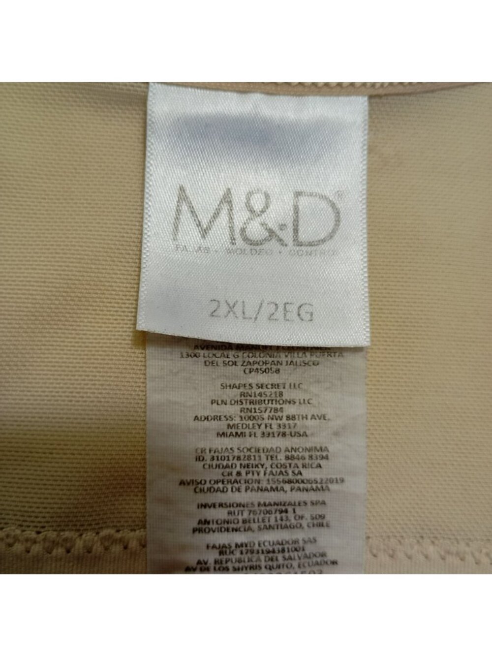 M&D Womens Beige Full-Body Shapewear With Hook & Eye Closure Size 2XL - Picture 3 of 14